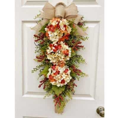 Autumn Glow | Hydrangea Swag For Front Door