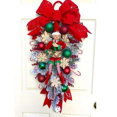 Christmas Elf Door Swag with Nicholas the Storybook Elf